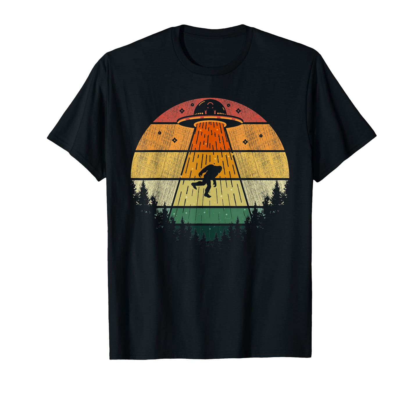 Retro Vintage Bigfoot UFO Abduction Funny Sasquatch Aliens T-Shirt