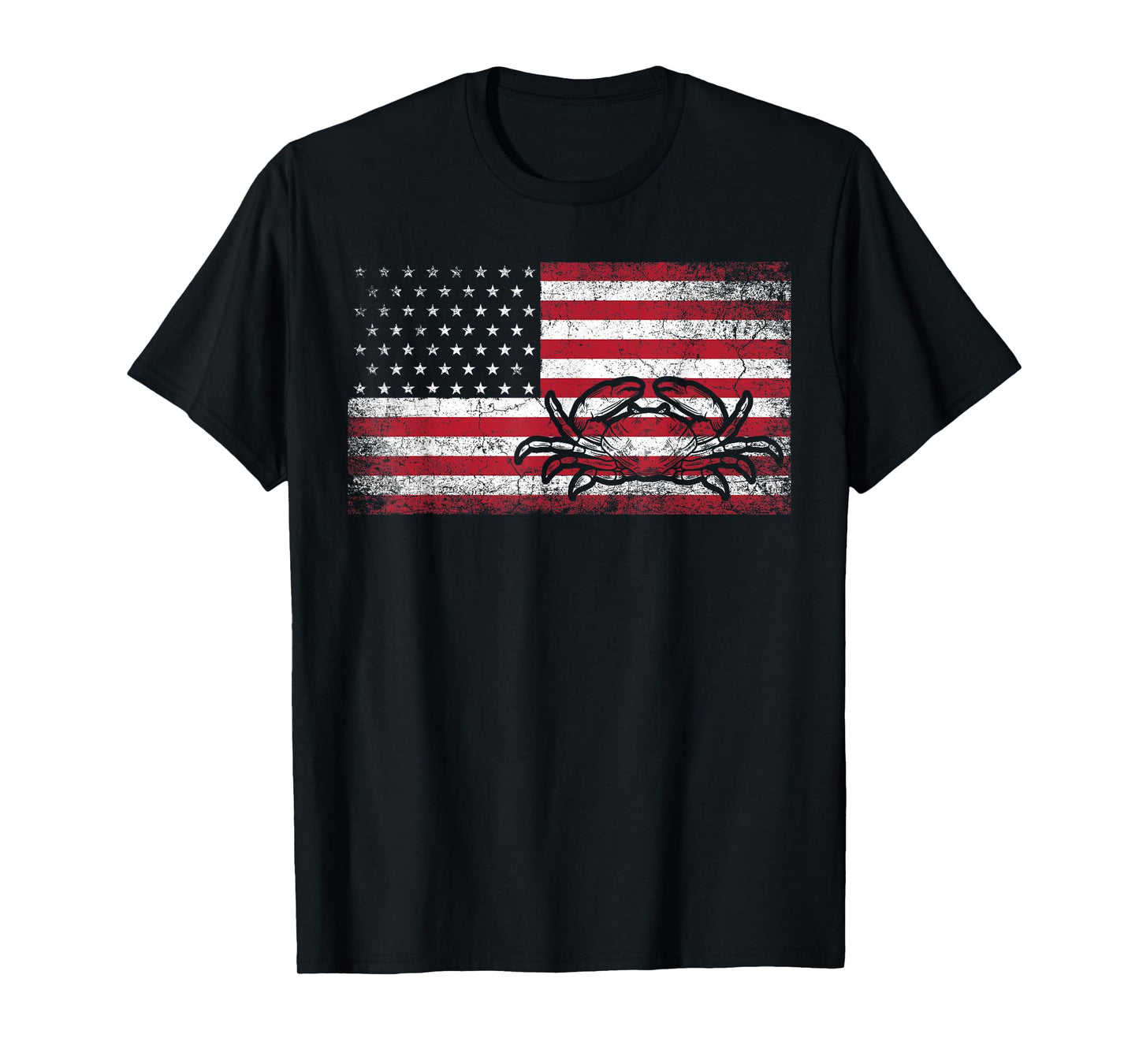 Crab Fisherman American Flag 4th of July T Shirt Crabbing T-Shirt