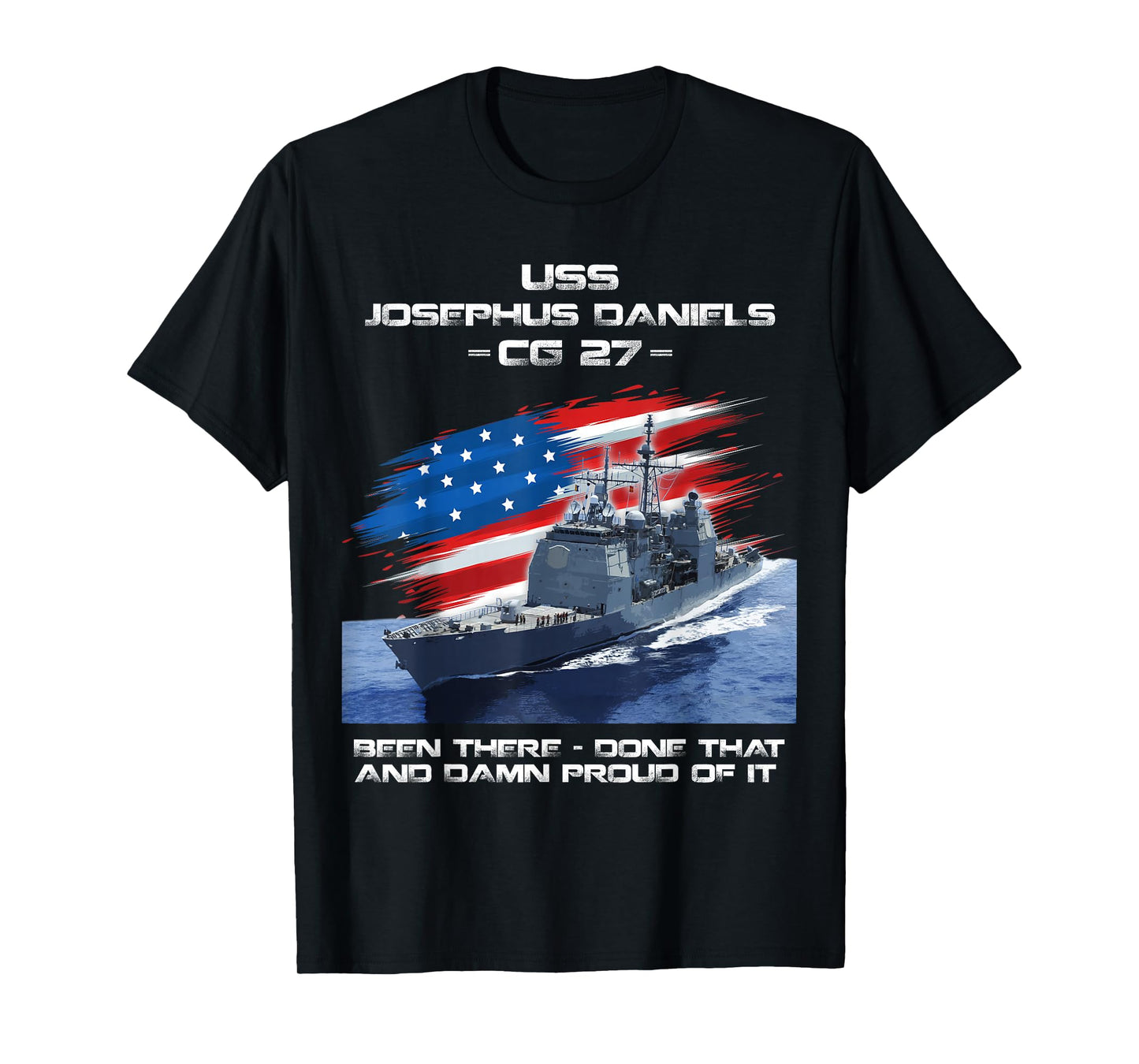 USS Josephus Daniels CG-27 Class Cruiser American Flag T-Shirt for Women Men