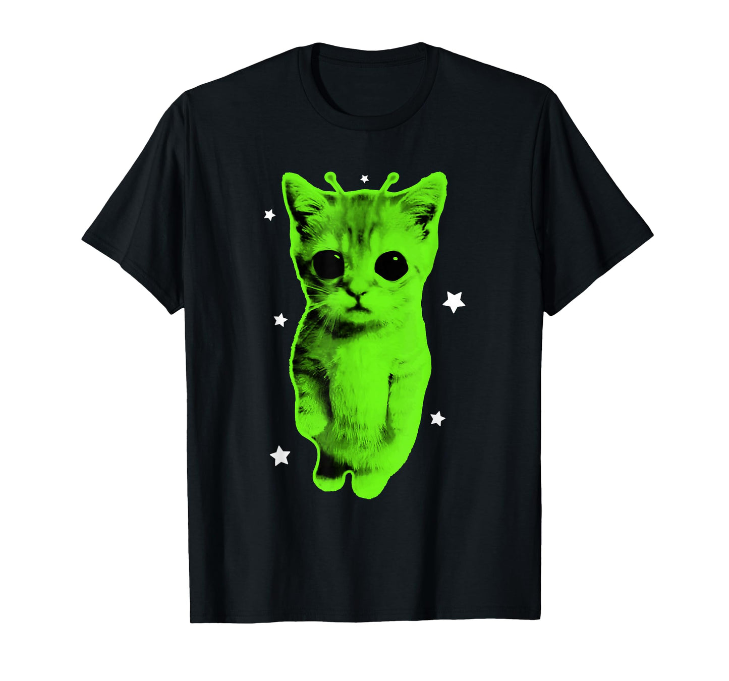 Alien Cat Meme UFO Vintage Graphic Y2K Funny Silly Cat T-Shirt