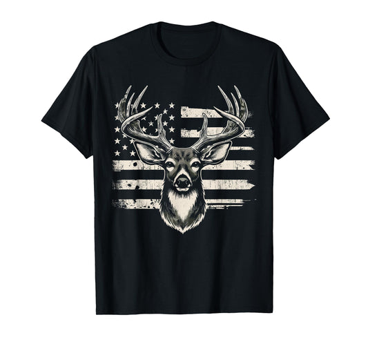 Deer Hunting USA Flag American T-Shirt