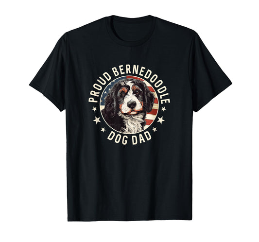 Bernedoodle American Flag Patriotic Proud Bernedoodle Dad T-Shirt