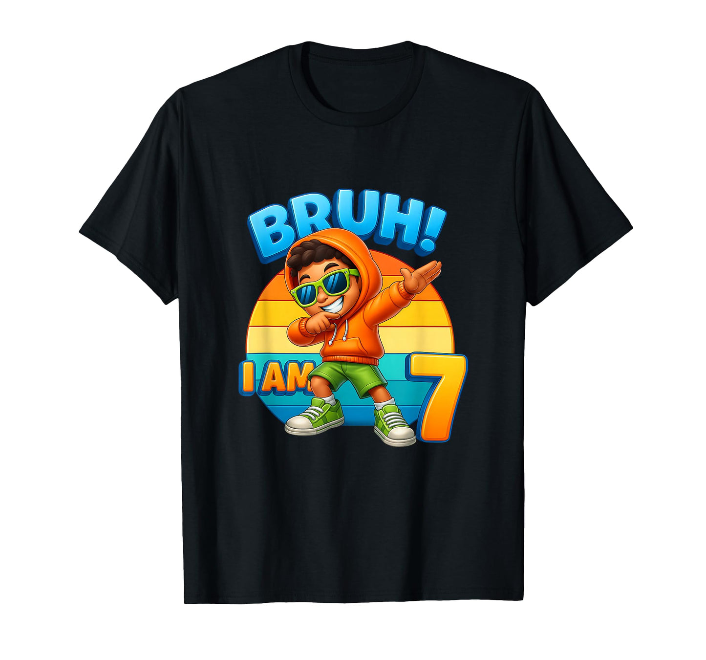 7 Year Old Birthday Boy Dabbing Bruh It's My 7th Birthday T-Shirt
