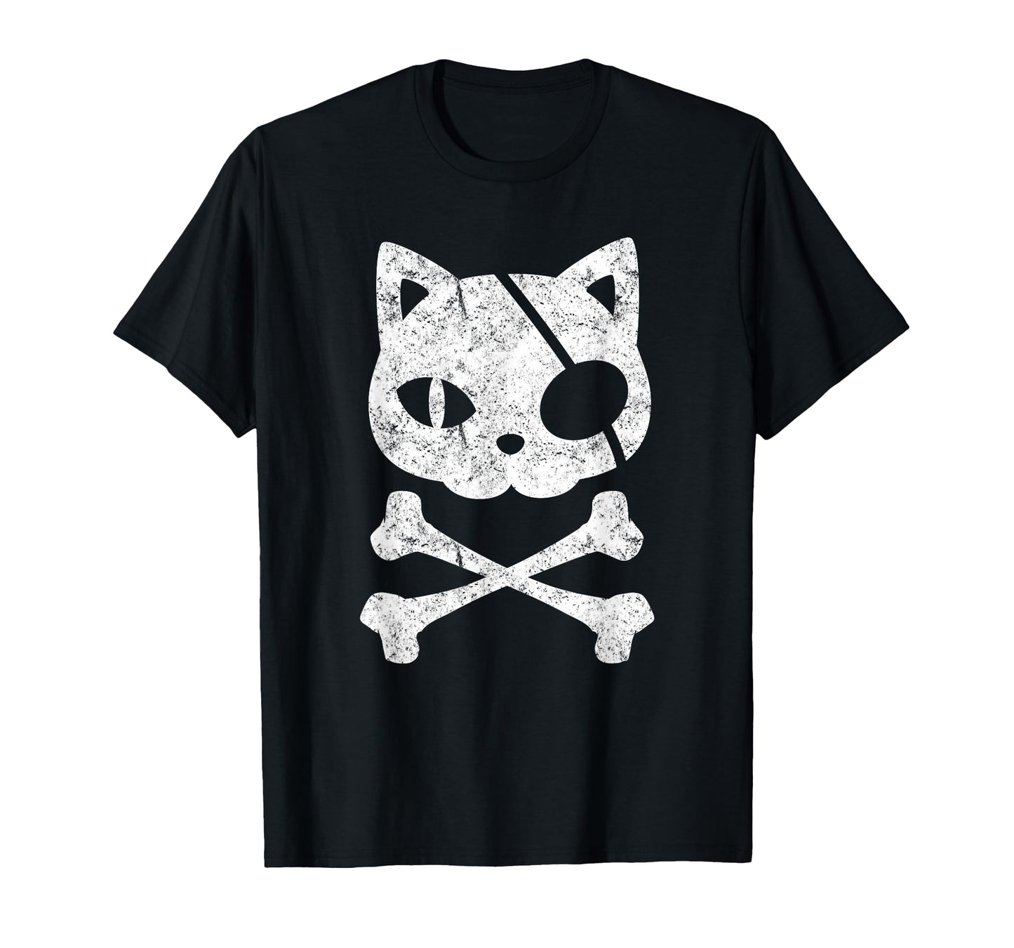 Vintage Pirate Cat Kitten Halloween Skull Cross Bones T-Shirt