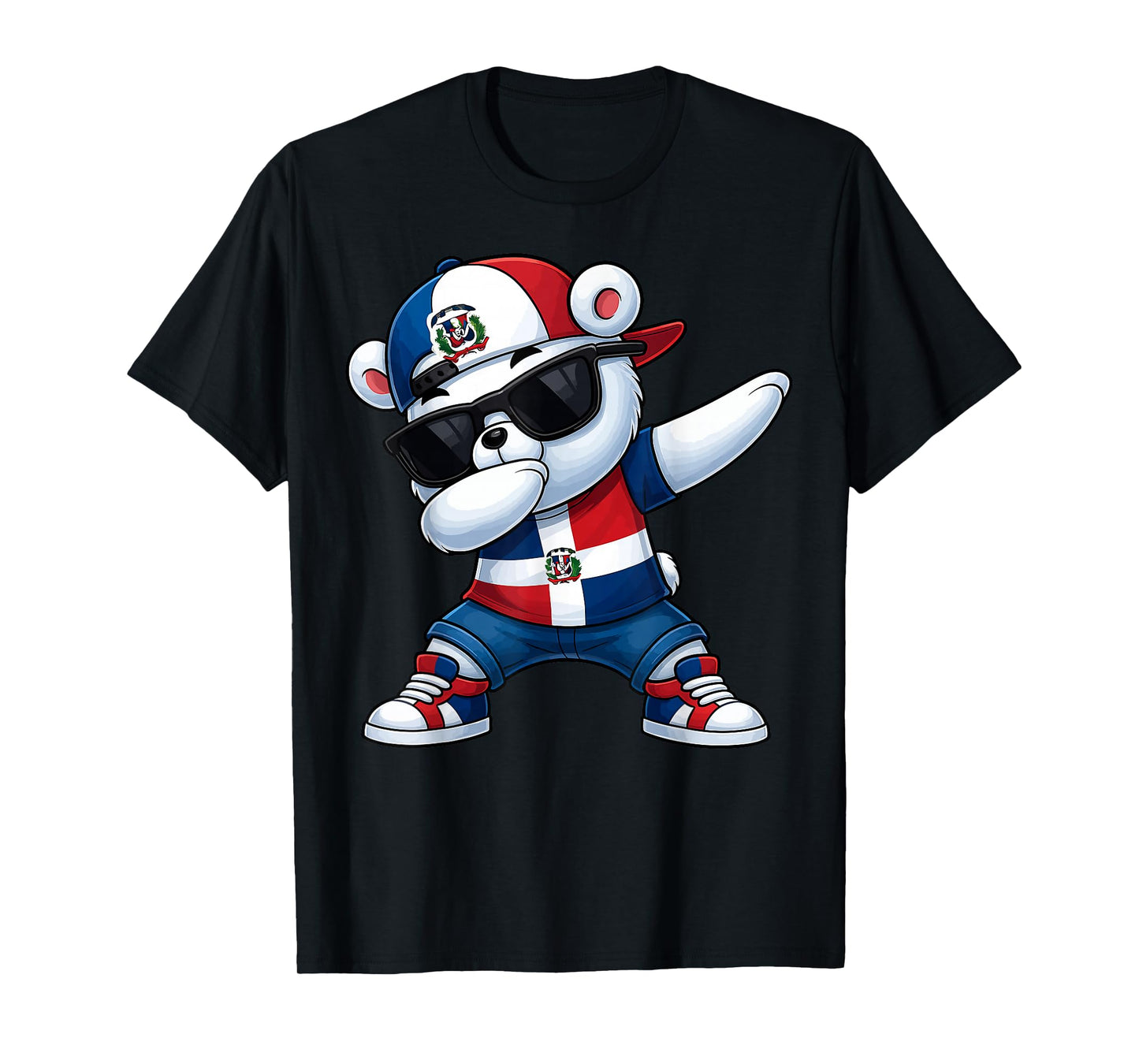 Dominican Republic Bear Patriotic Dabbing Dab Boys Kids 2025 T-Shirt