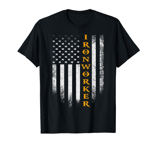 Vintage USA Ironworker American Flag Iron Worker Patriotic T-Shirt