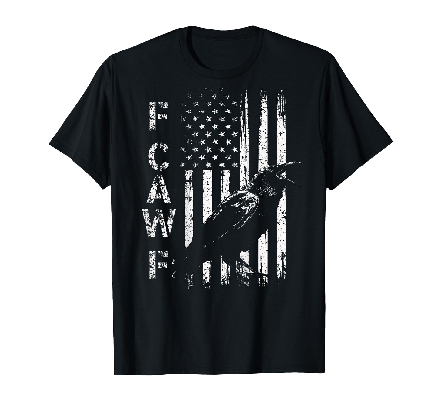 F Caw F Crow American Flag F-Caw-F Grunge Bird Cawing T-Shirt