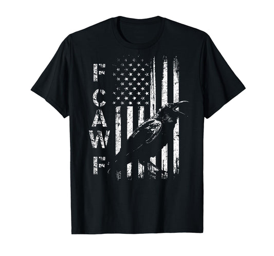 F Caw F Crow American Flag F-Caw-F Grunge Bird Cawing T-Shirt