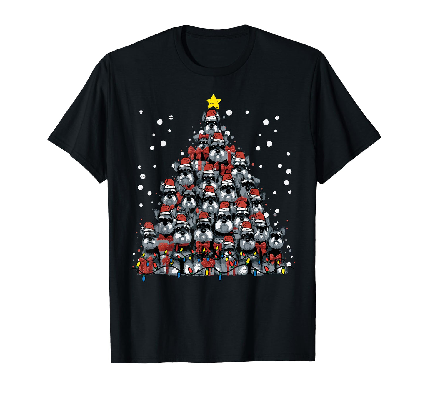 Schnauzer Dog Christmas Tree Xmas Men Women Boys Girls Kids T-Shirt