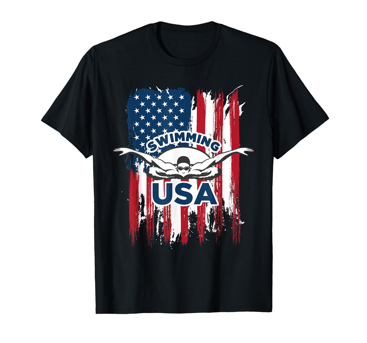 Swimming USA Support The Team Shirt USA Flag Pool T-Shirt