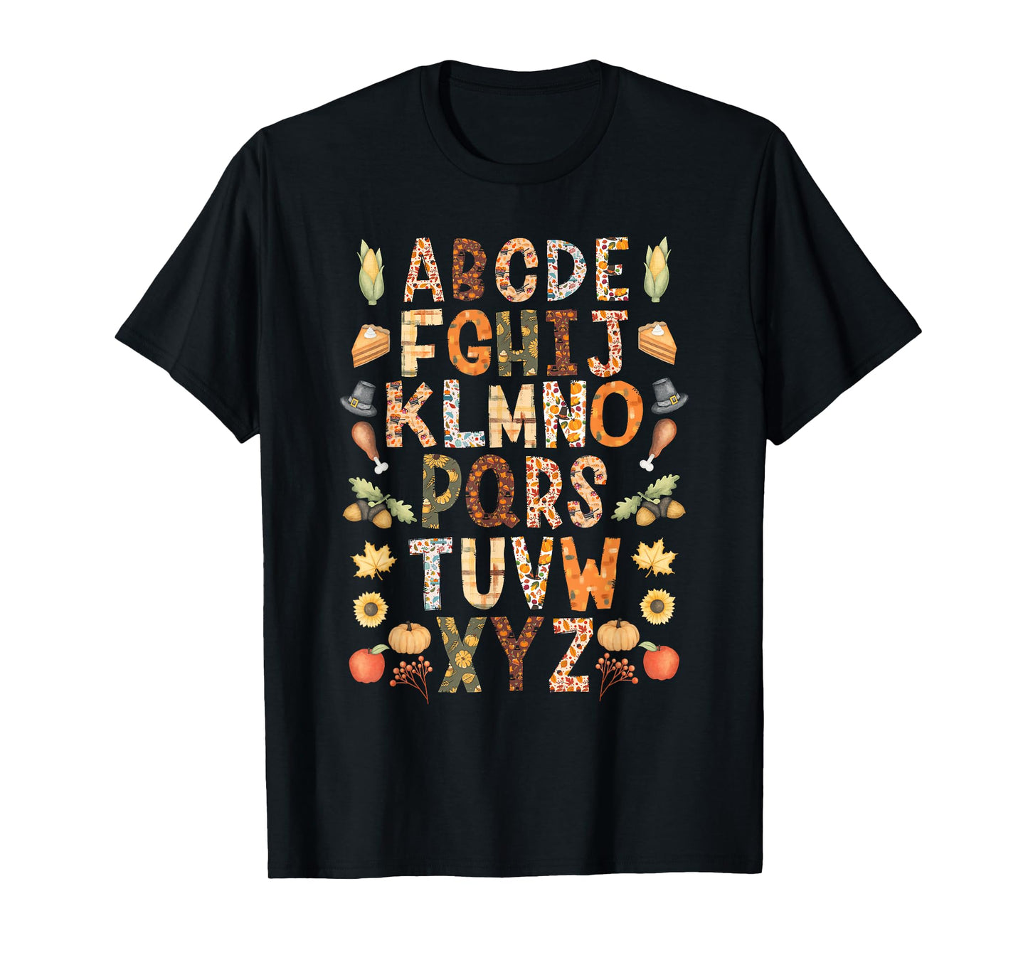 Alphabet Funny Turkey Thanksgiving Costume Preschool Teacher T-Shirt