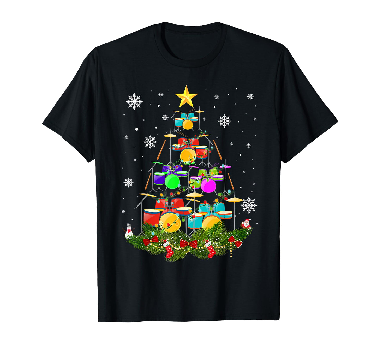 Funny Drummer Santa Christmas Gift Drum Drummer Xmas T-Shirt