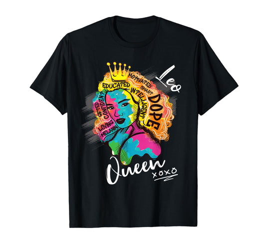 Leo Queen Zodiac Sign With Dope Melanin Women T-Shirt