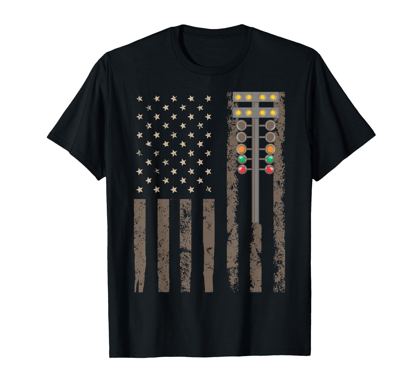 American Flag Drag Strip Auto Tree Light for Racecar Driver T-Shirt