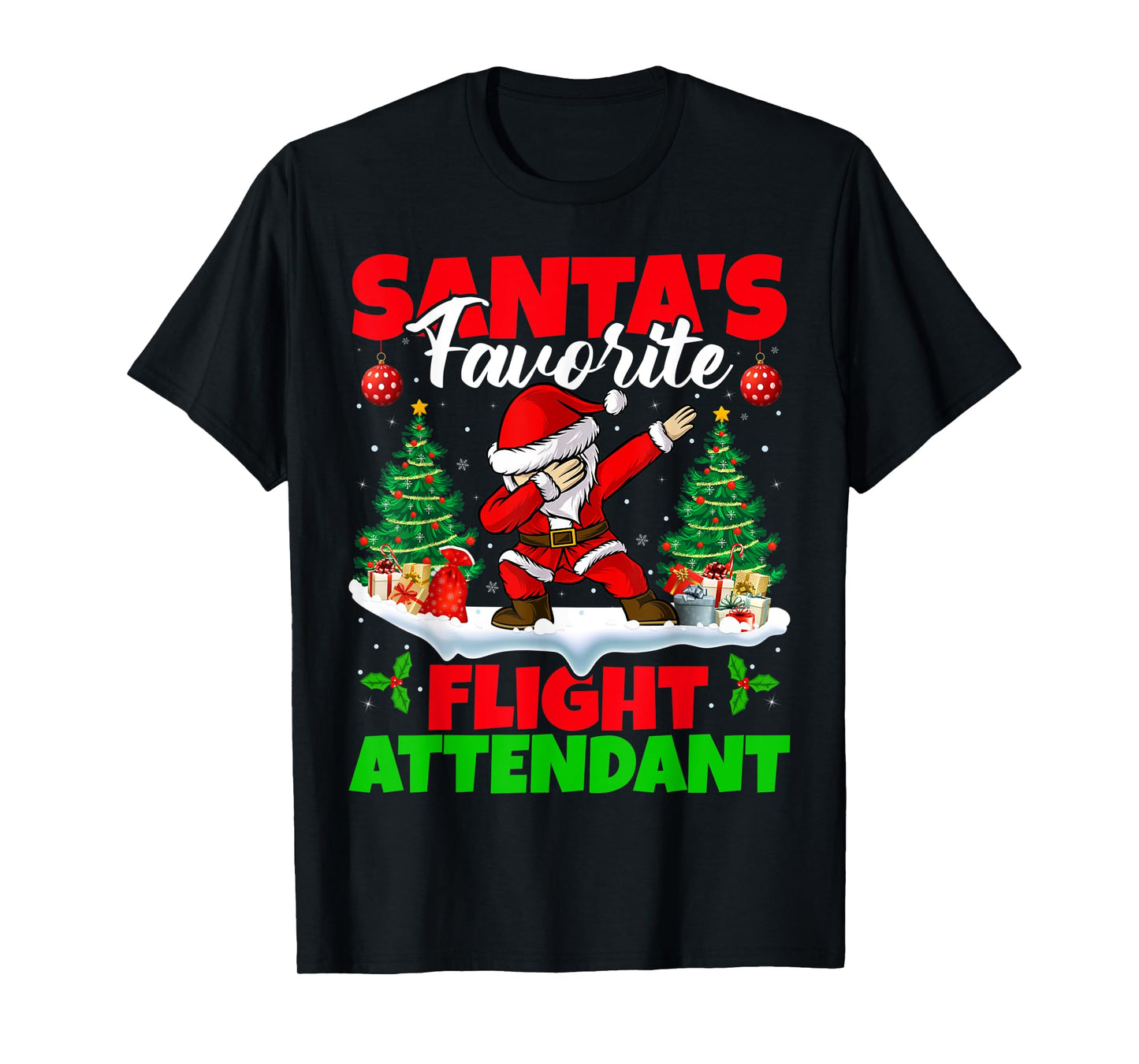 Xmas Dabbing Santa's Favorite Flight Attendant Christmas T-Shirt