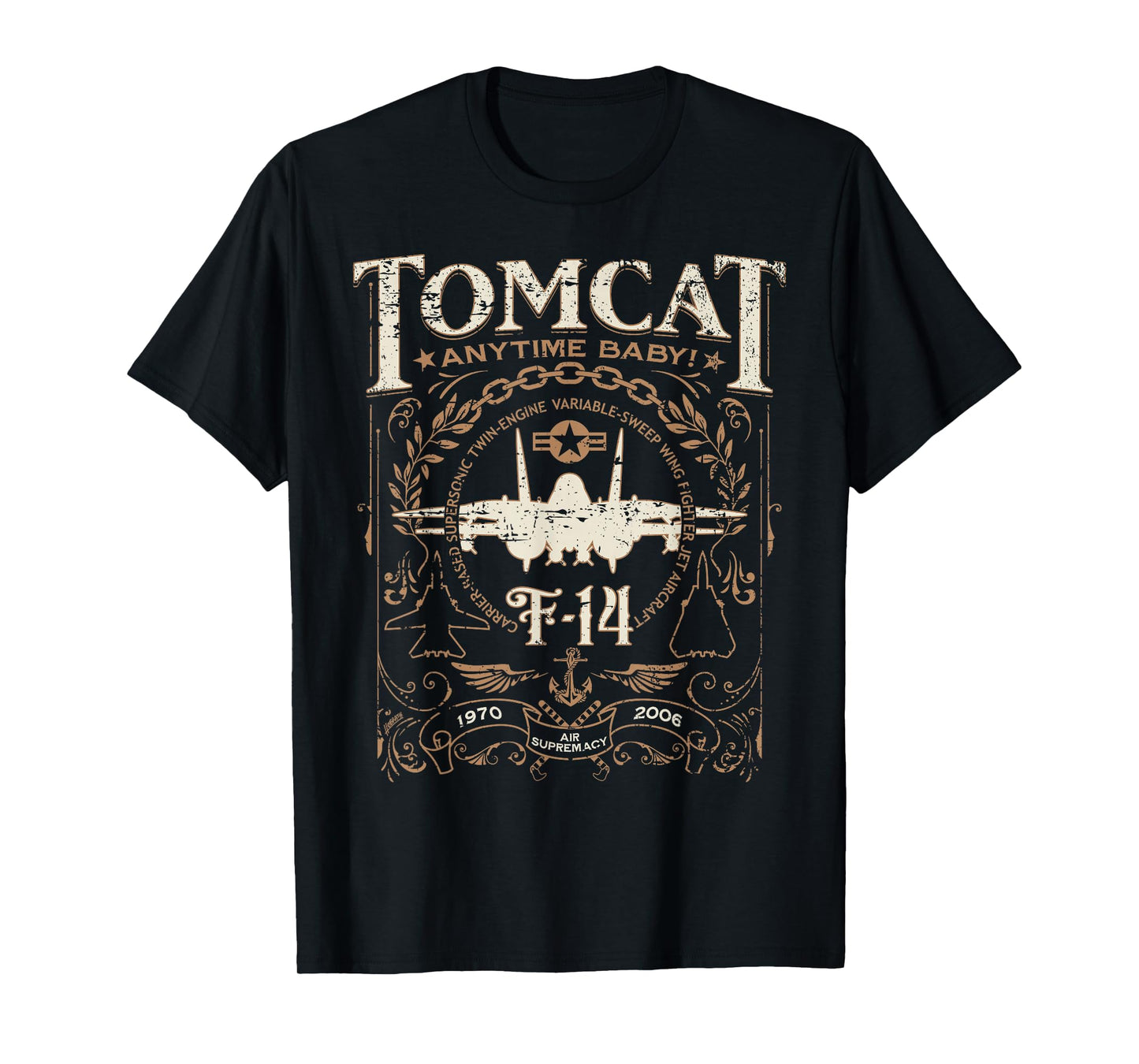 Classic F-14 Tomcat Military Fighter Jet Distressed Design T-Shirt