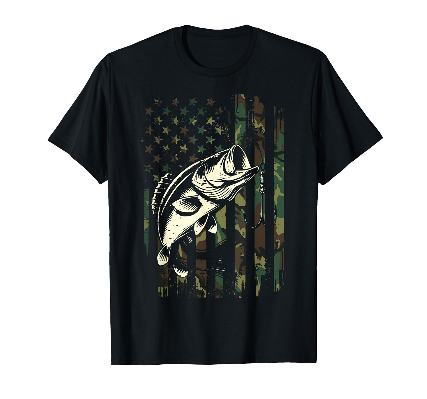 Fishing Camo American Flag Fisherman Patriot Women Men Kids T-Shirt