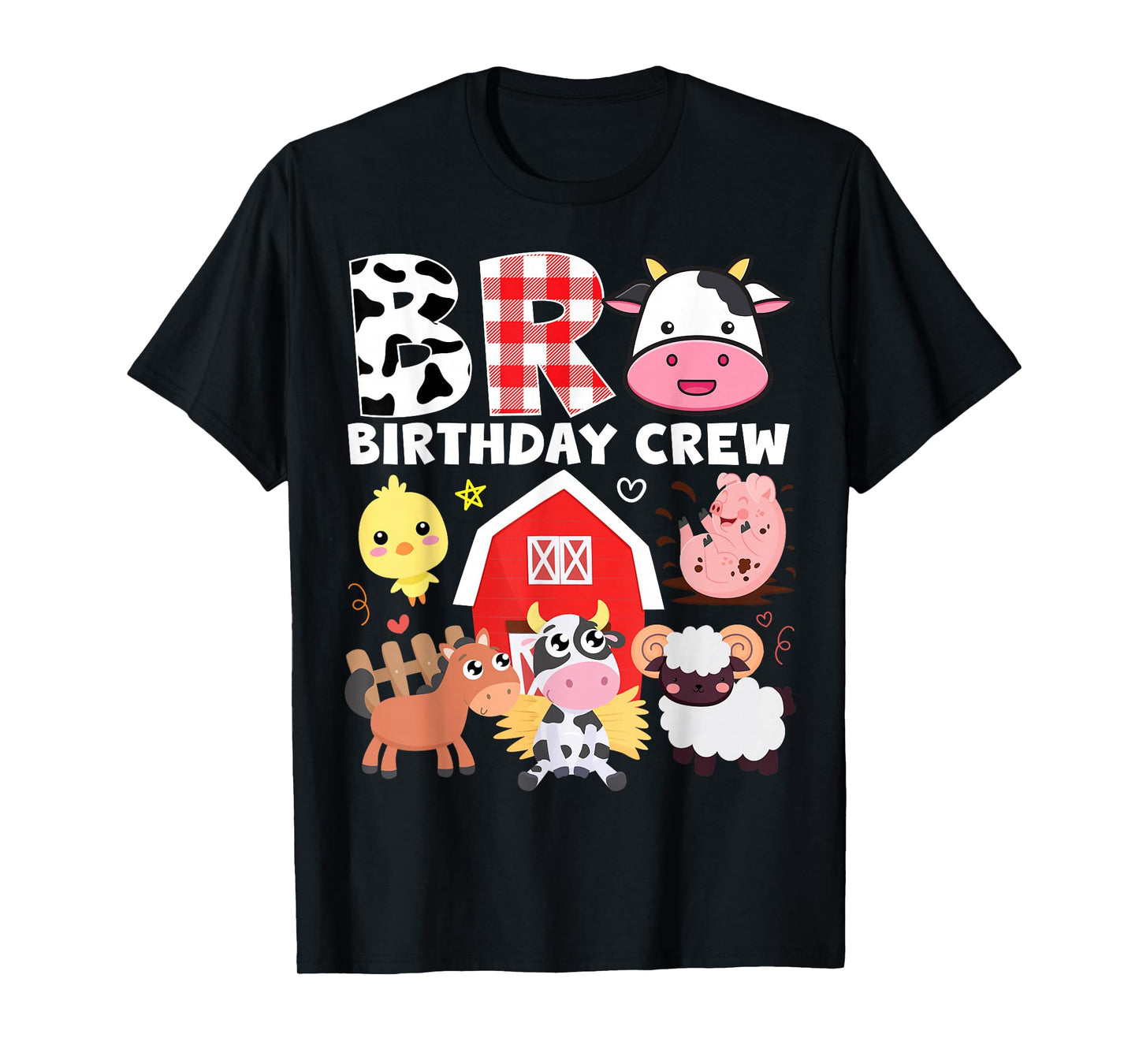 Cow Bro Birthday Crew Farm Theme Animals Kids Birthday Party T-Shirt