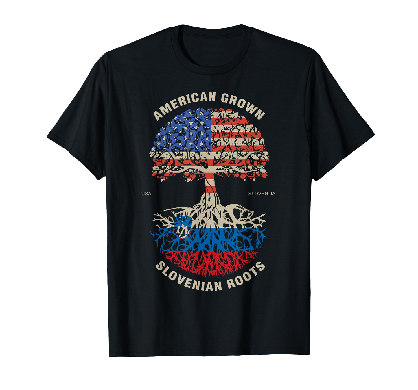 American Flag Slovenia Roots T-Shirt