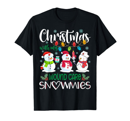 Christmas With My Wound Care Snowmies Nurse Stethoscope T-Shirt