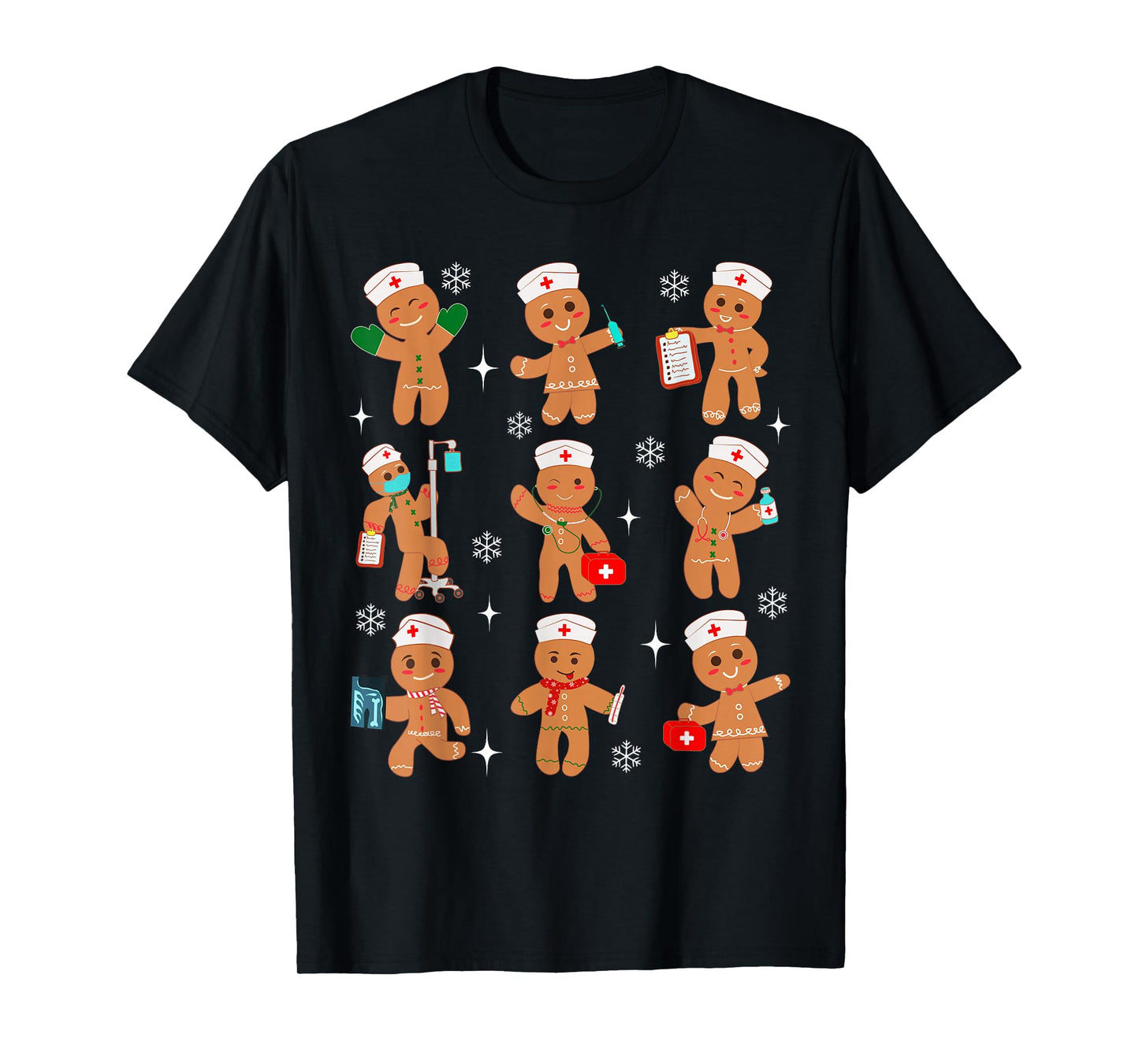 Cute Nurse Gingerbread Christmas Healthcare Workers Nursing T-Shirt