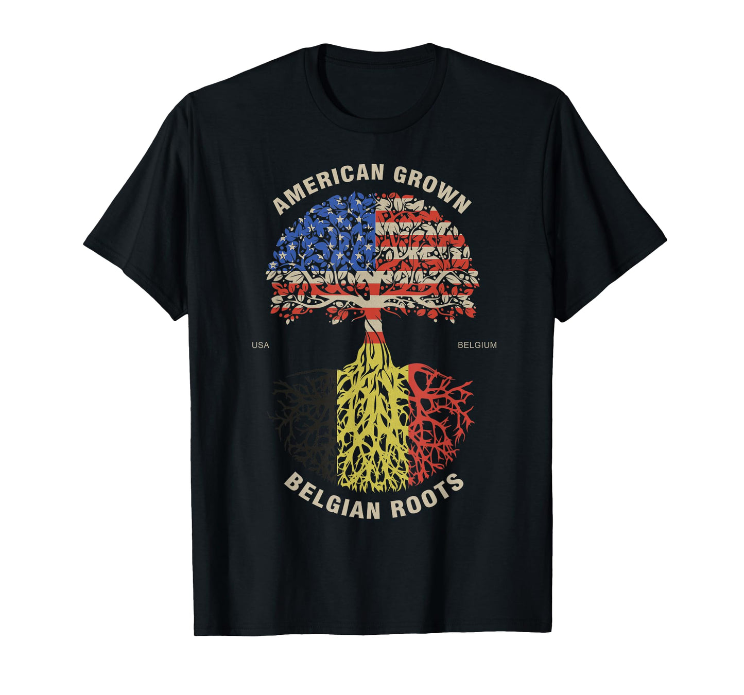 American Grown Belgian Roots Belgium Flag T-Shirt