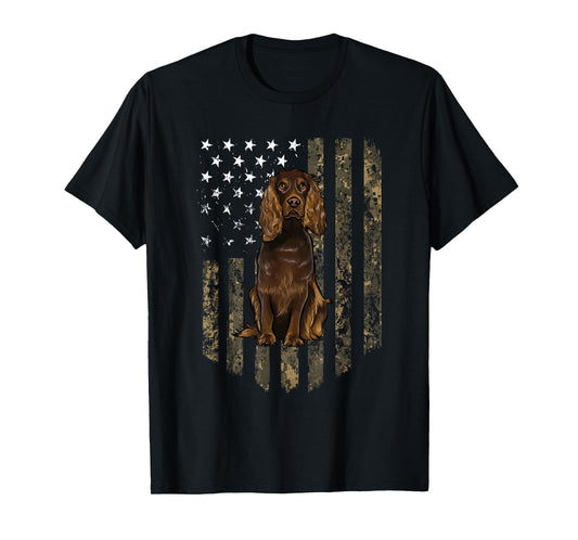 Camo American Flag Boykin Spaniel 4th of July USA T-Shirt