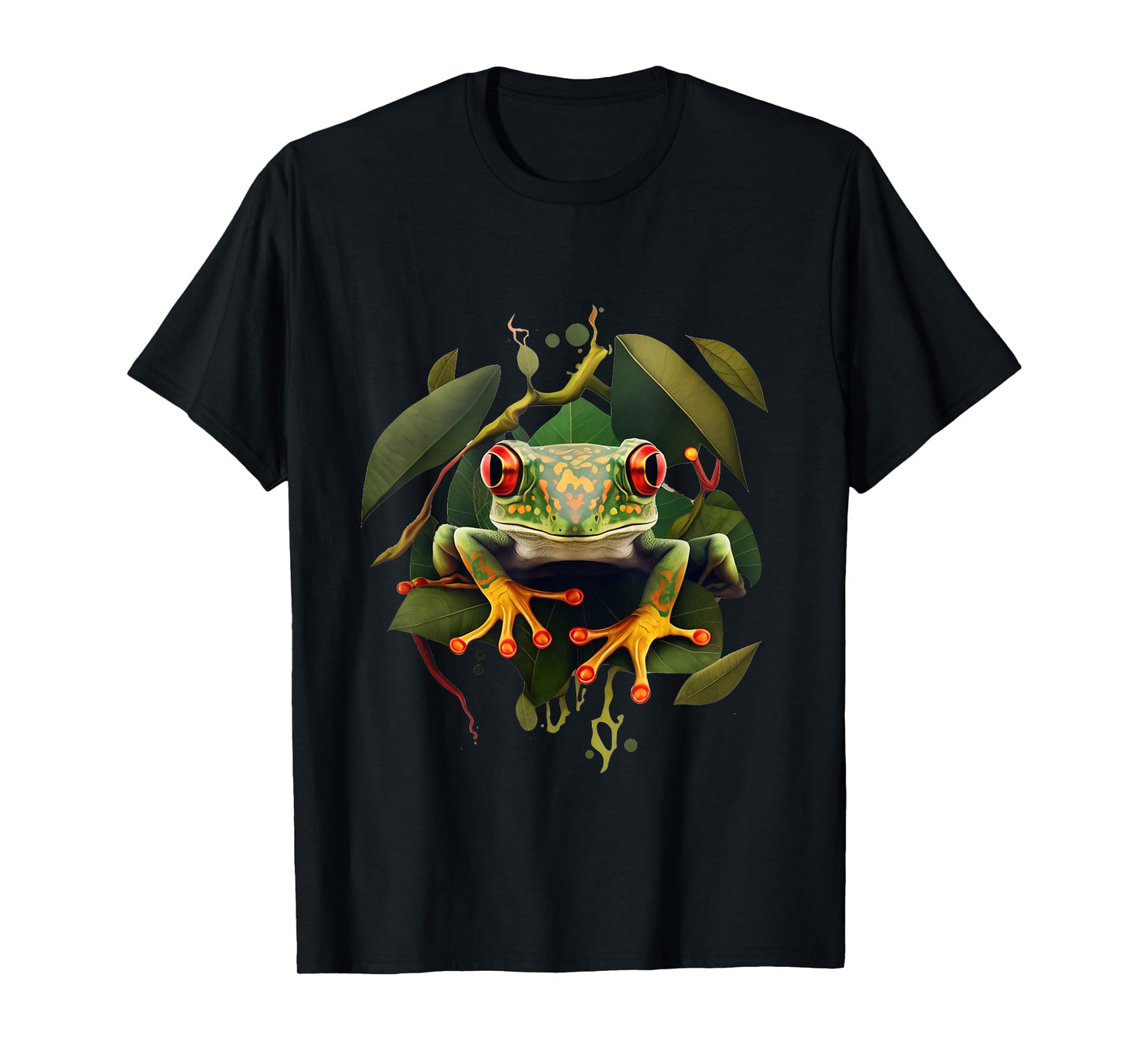 Leaping Frog Leaves Red Eyed Tree Frog Rainforest Amphibian T-Shirt