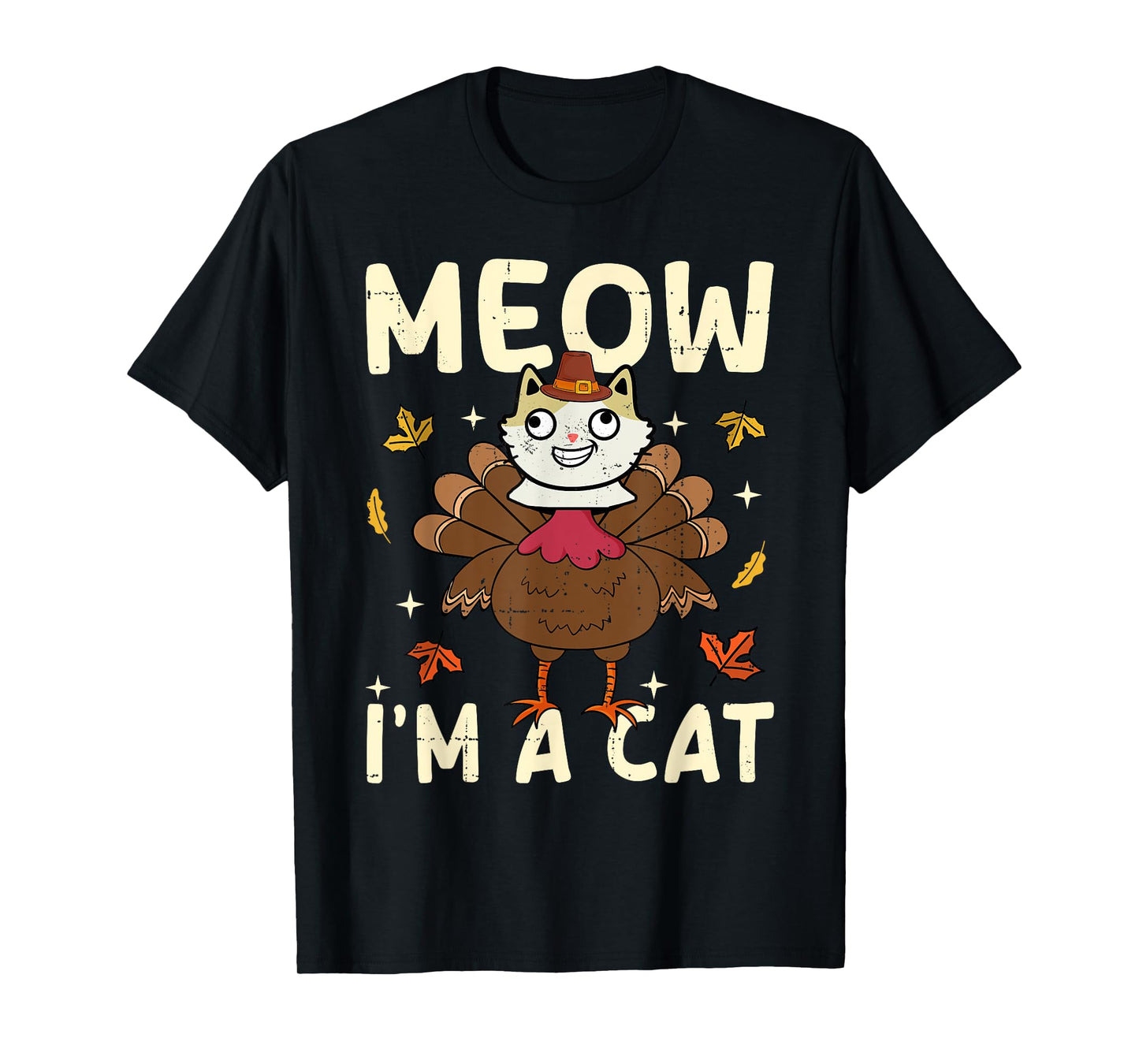 Thanksgiving Fake Cat Thanksgiving Turkey Cat Funny T-Shirt for Men Women Kids
