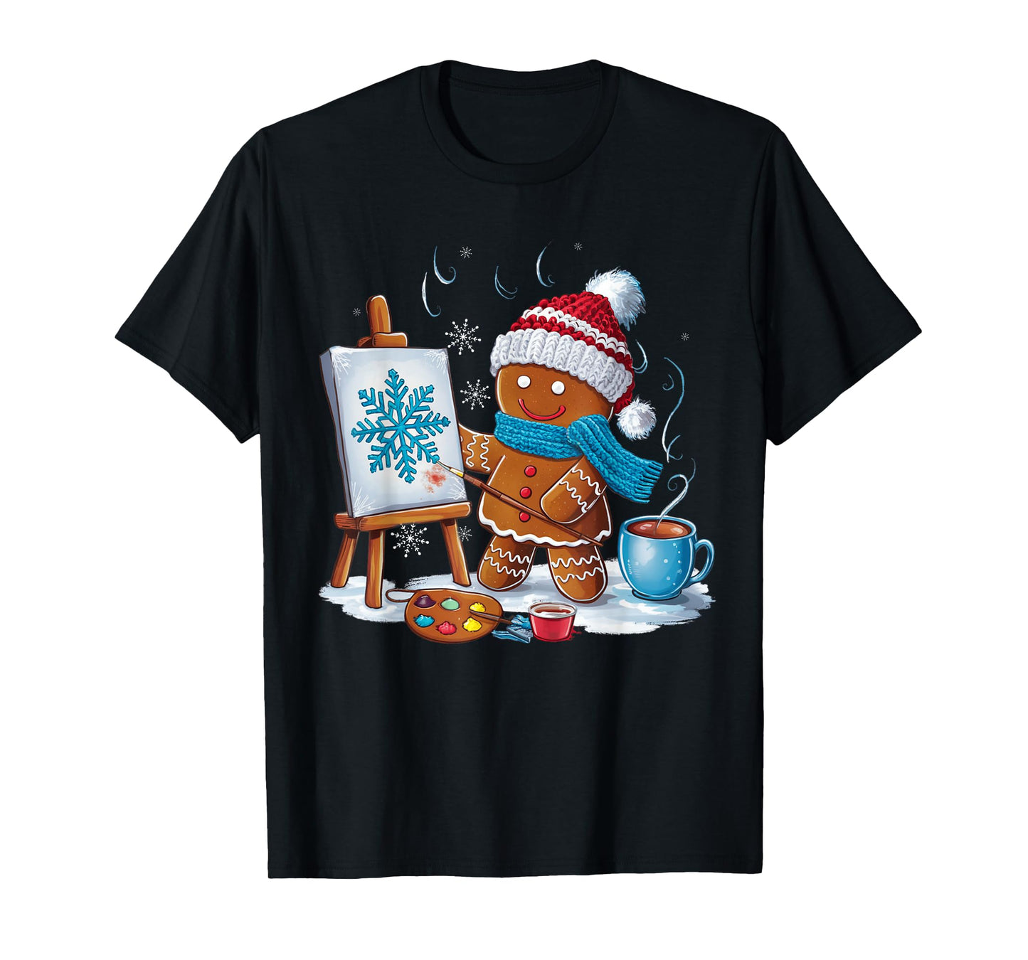 Artist Gingerbread Painter Art Teacher Student Christmas T-Shirt