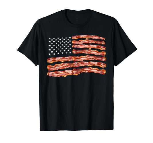Bacon Flag USA Dried Pigs US Funny 4th Of July Joke Grill T-Shirt