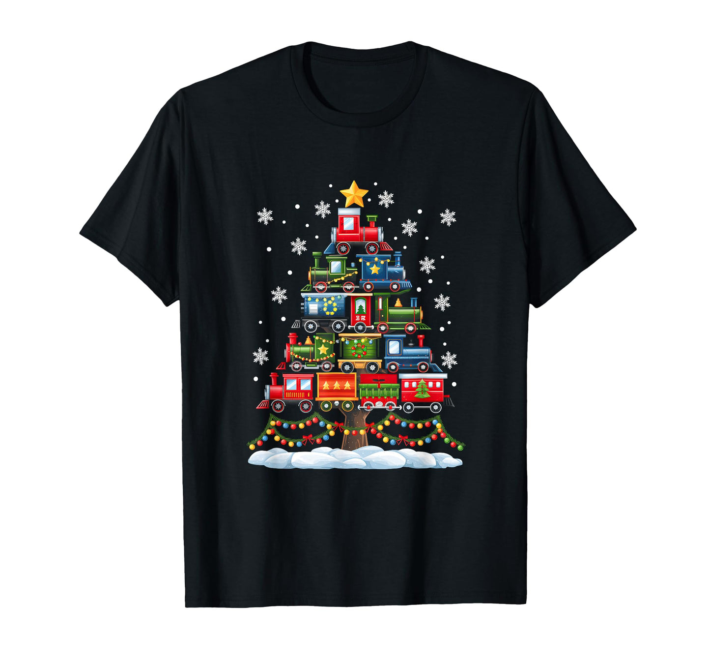 Train Lover Xmas Tree Santa Train Christmas Tree Decoration T-Shirt
