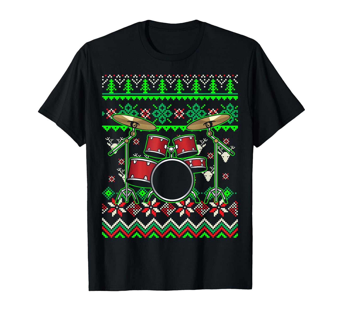 Drummer Musical Instrument Ugly Christmas Drums T-Shirt