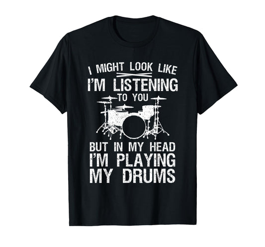 Funny Drummer Art for Men Women Drum Player Percussion Lover T-Shirt Small