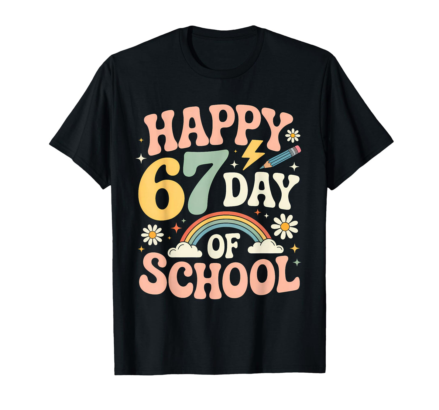 Retro 67 Days of School Happy 67th Day of School Funny 6 7 T-Shirt