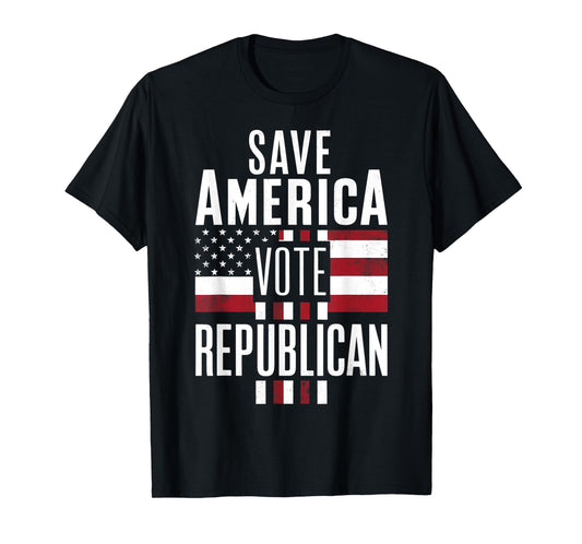 Save America Vote Republican US Flag Trump Vote Republican T-Shirt