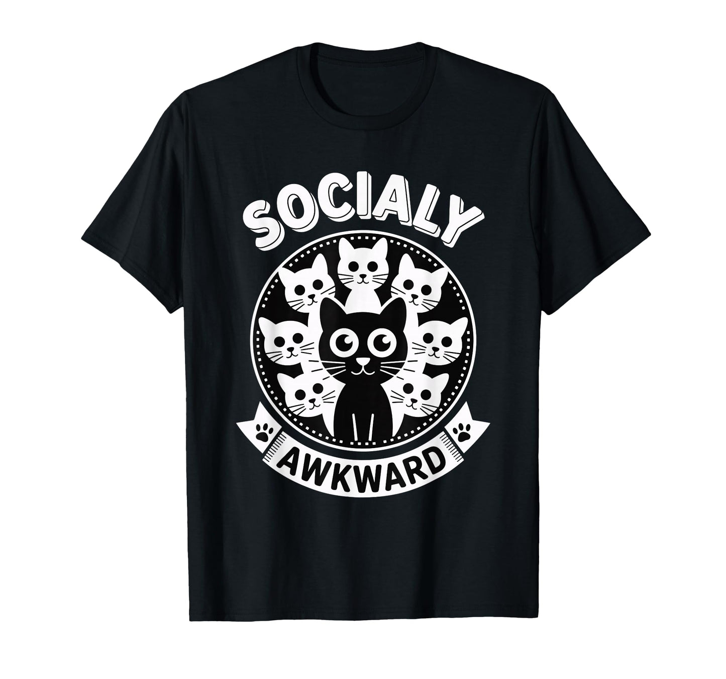 Socially Awkward Cute Introvert Cat Meme Anti-Social Club T-Shirt