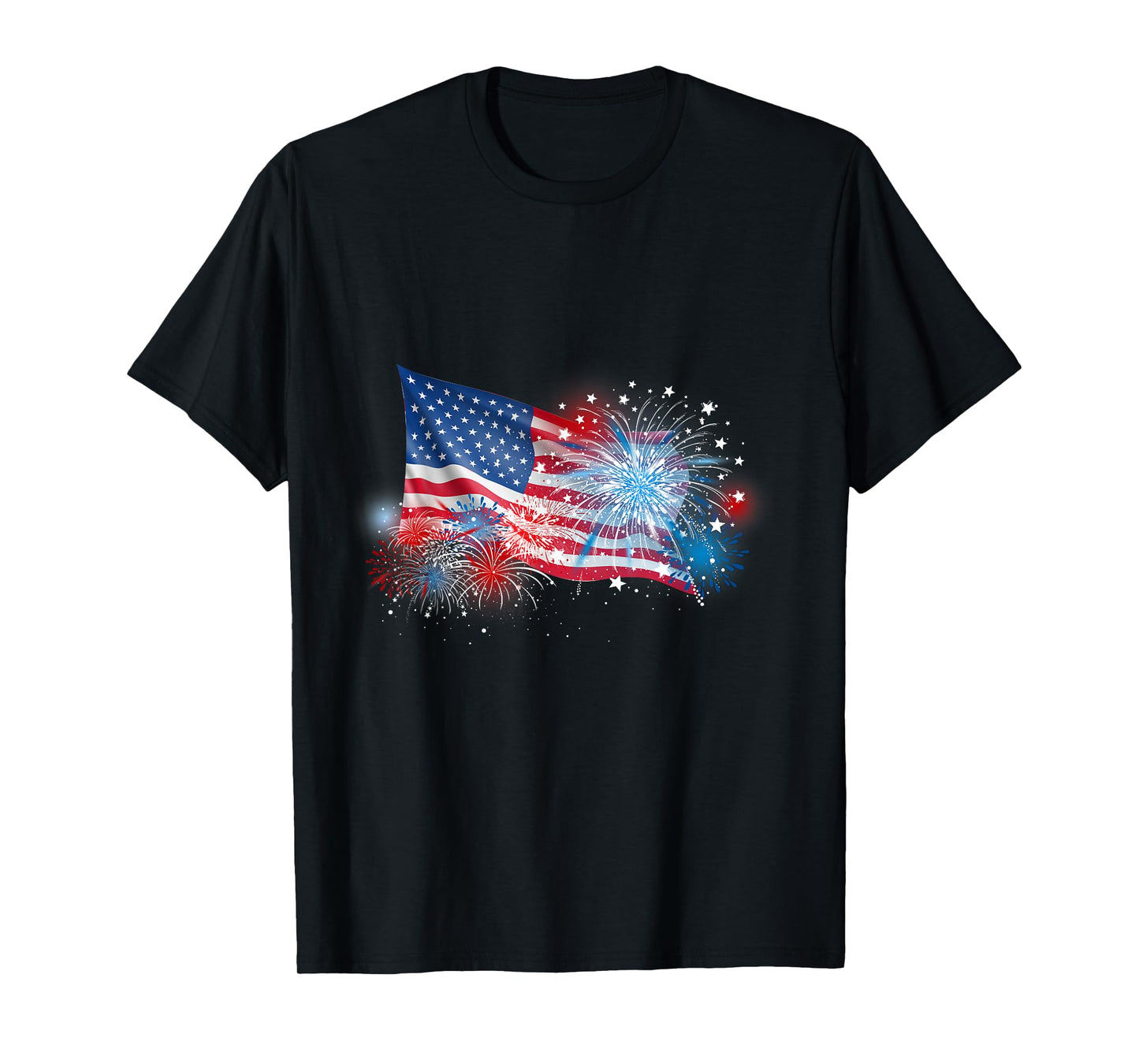 4th of July Red White and Blue Fireworks Show USA Flag T-Shirt