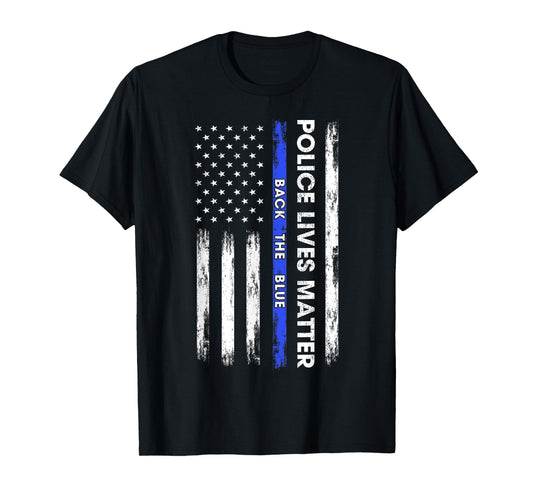 Back The Blue Thin Blue Line USA Flag Police Lives Matter T-Shirt