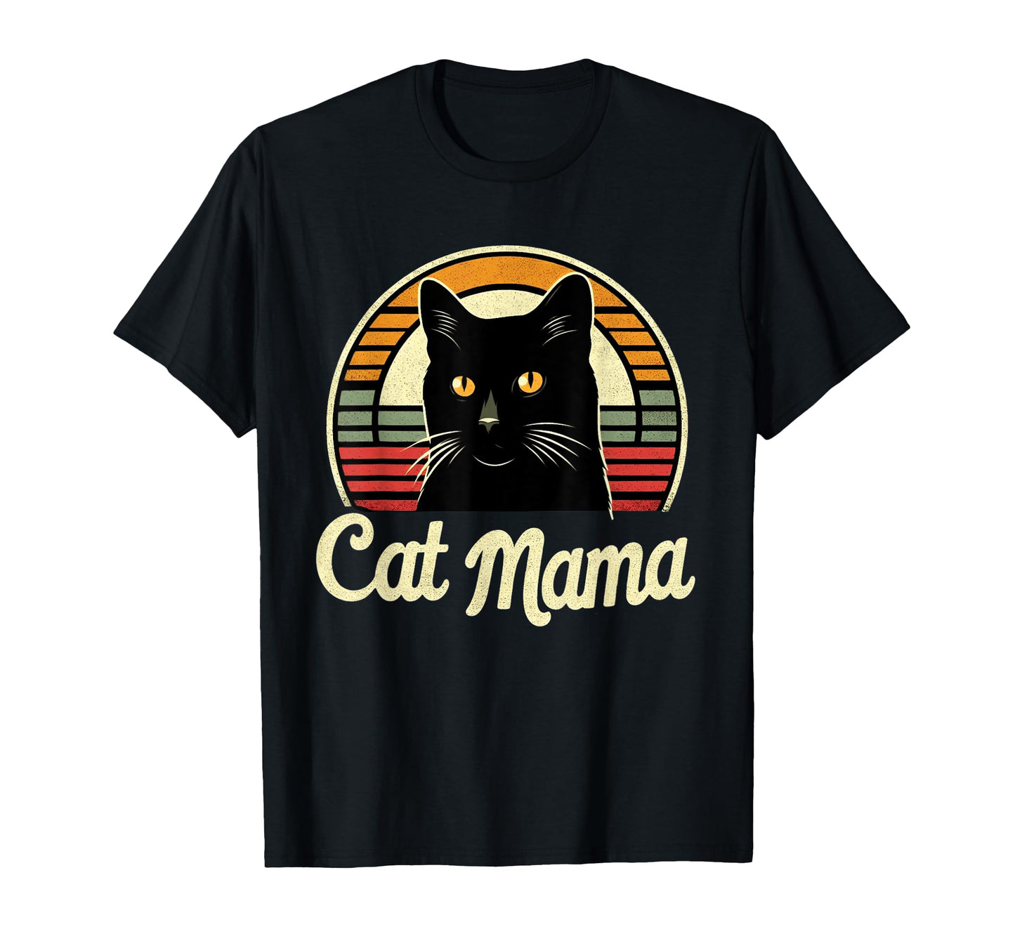 Cat Mama Cool Black Cat Mother's Day Retro Cat Mom T-Shirt