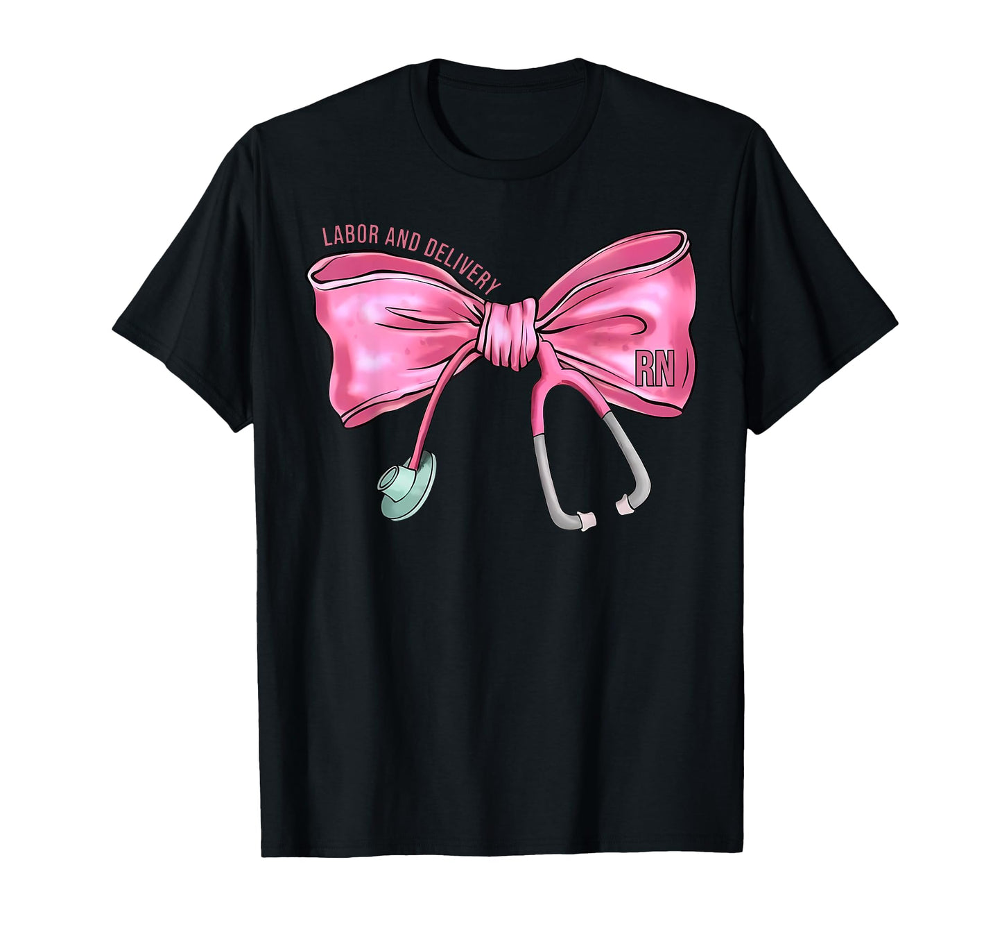 Coquette Bow Stethoscope Labor and Delivery Nurse RN Nursing T-Shirt
