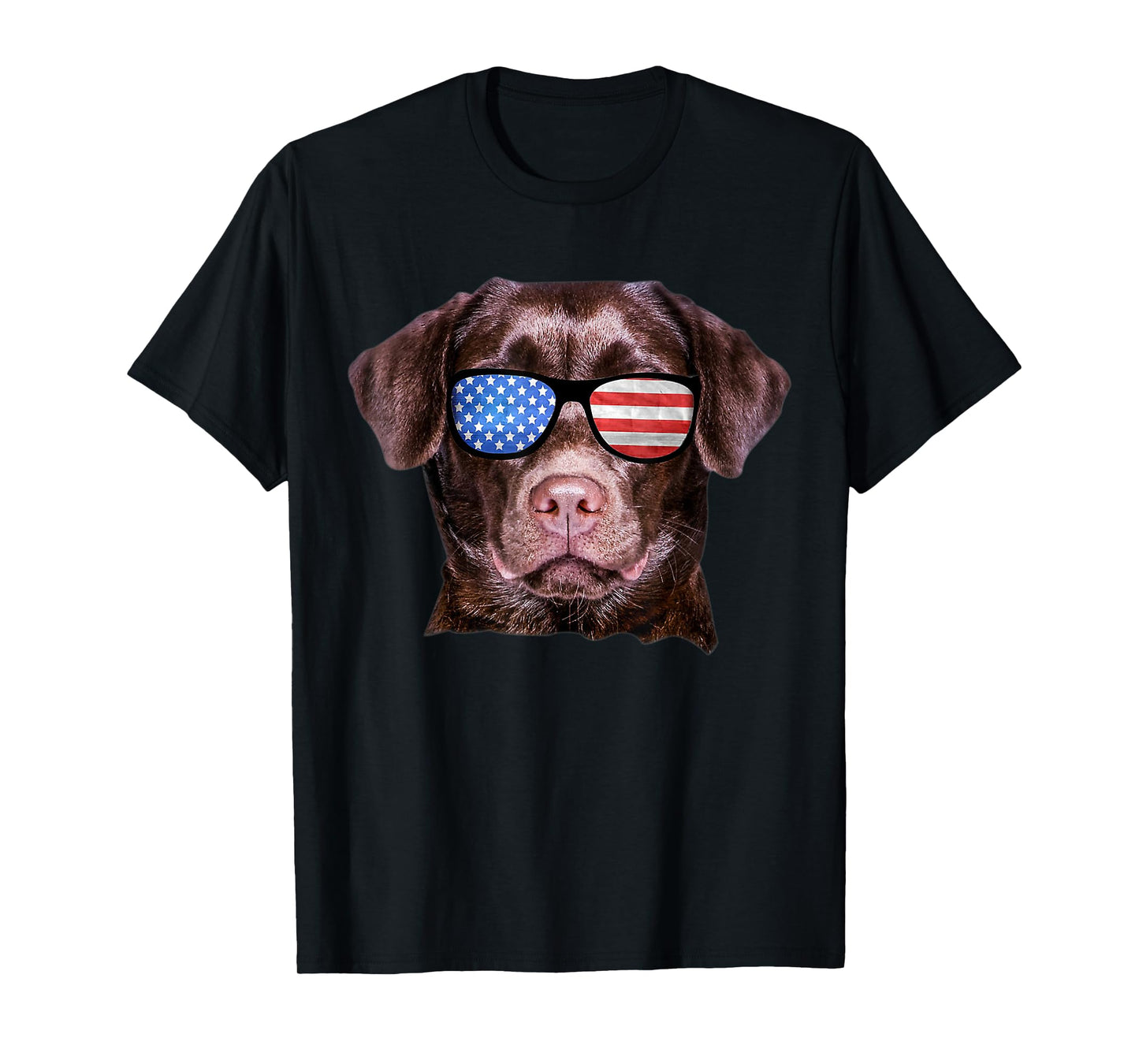 Brown Lab USA Flag Funny Chocolate Labrador July 4th T-Shirt