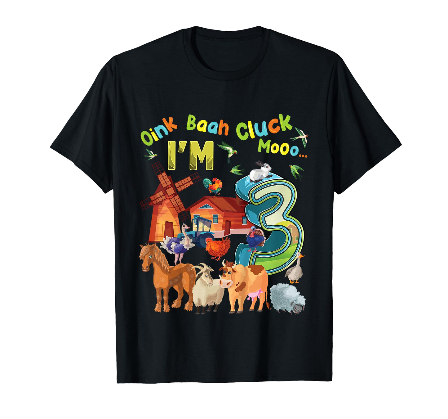Barnyard 3rd Birthday Farm Animals 3 Years Old Farming T-Shirt