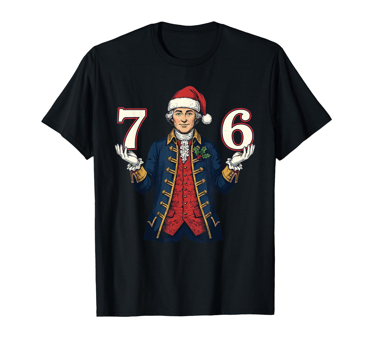 7-6 6-7 Funny George Washington Santa 67 Meme Christmas T-Shirt