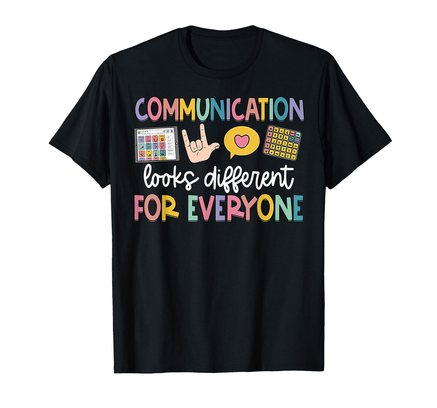 Funny Communication Looks Different Tee Shirt - Kids Unisex-Adults Teacher Animal Print T-Shirt - Black, Small - Short Sleeve - Classic Fit - Crew Neck - Polyester 100%