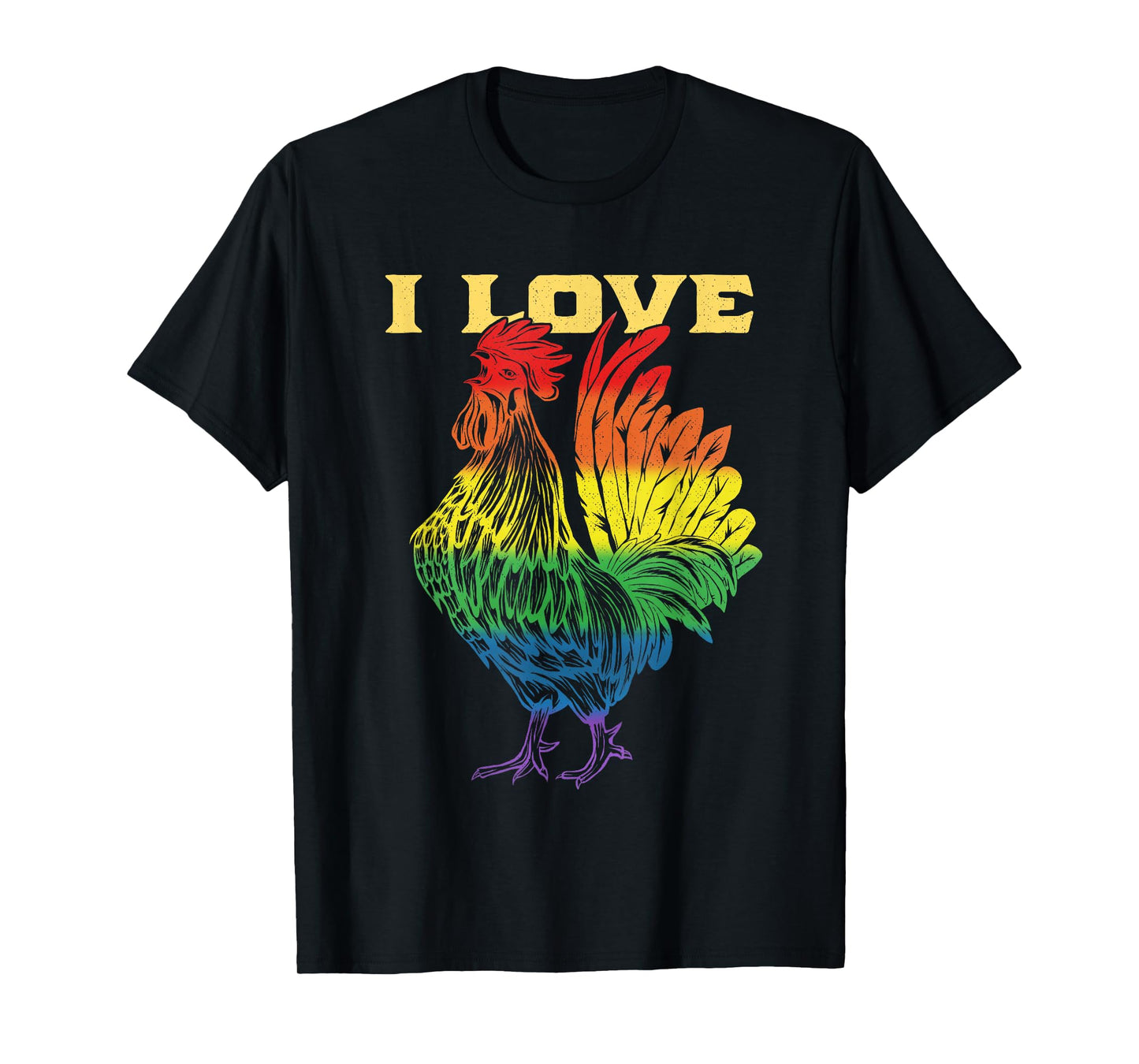 Cock Rainbow Flag LGBT Gay Pride T-Shirt I Love Cock Rooster T-Shirt