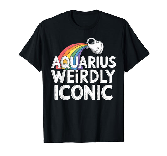 Aquarius Weirdly Iconic Zodiac Cosmic Art T-Shirt