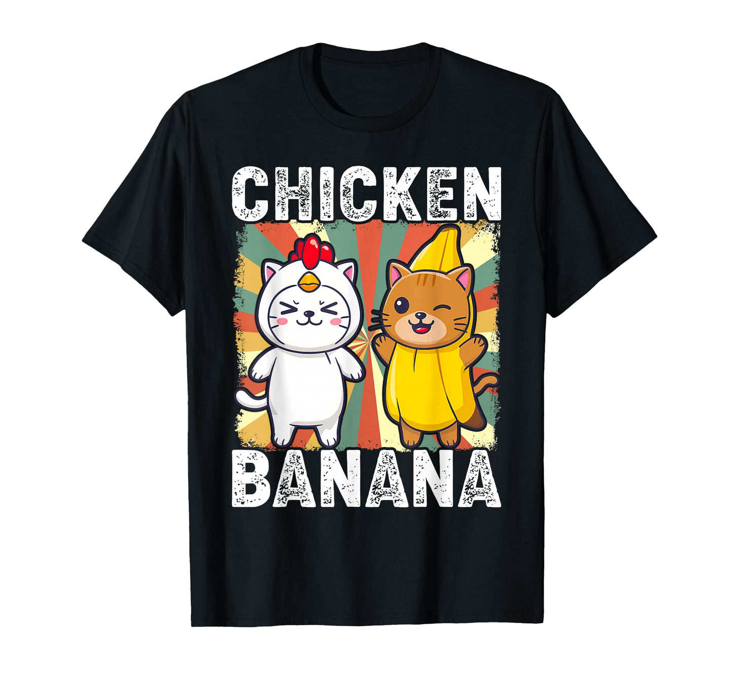 Cute Animals in Chicken and Banana Costumes Kawaii T-Shirt
