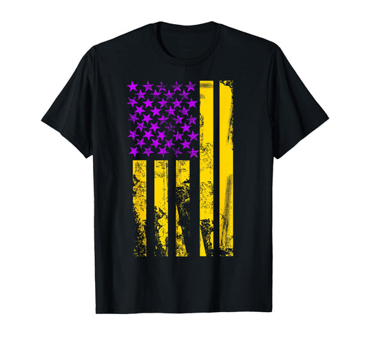 Purple Gold USA American Flag Patriotic T-Shirt