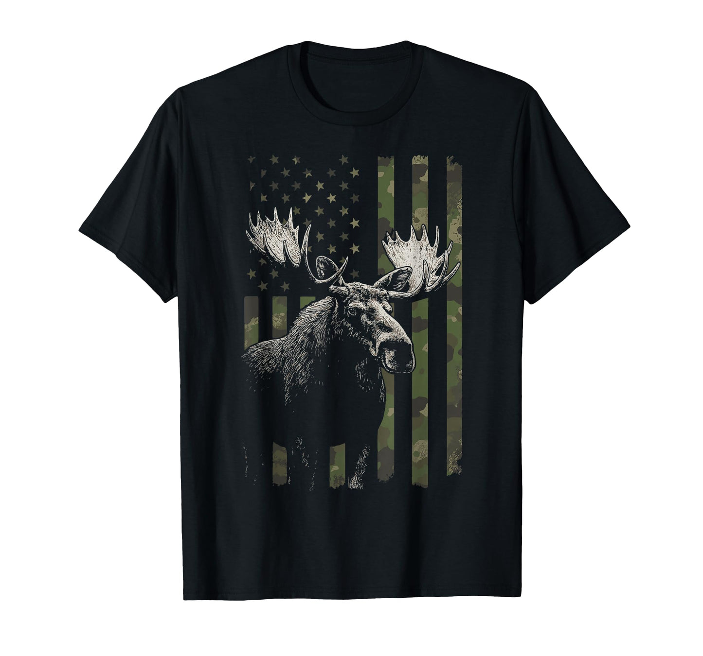 Moose USA Flag Alaska Wildlife T-Shirt